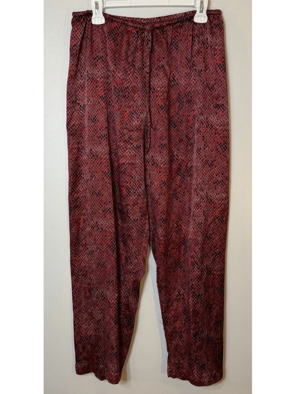 Victoria Secret Satin Pajama Set Med Red Black Snakeskin Print Button Up PJ GUC